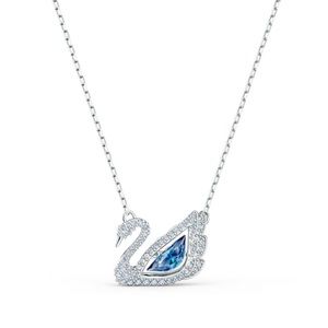 Swarovski Dancing Swan Necklace Blue Rhodiumplated